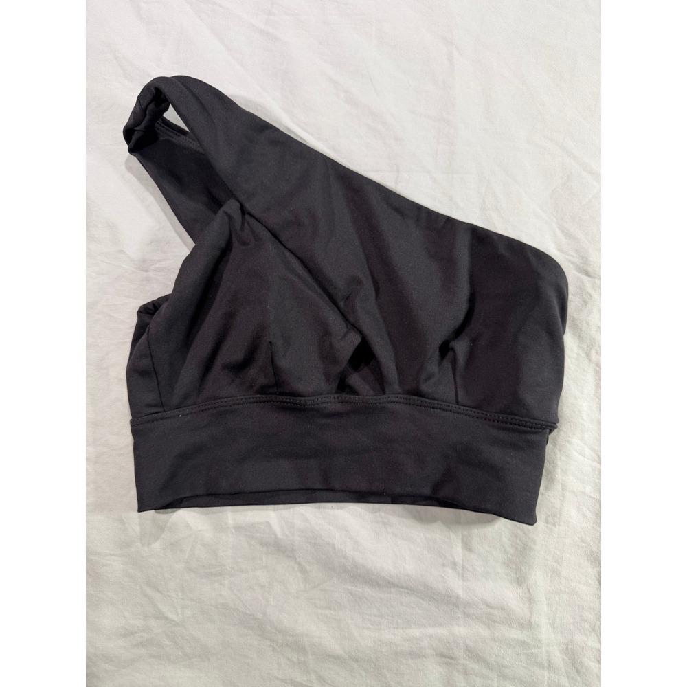 Womens Black One Shoulder Sports Bra Asymmetric Activewear Yoga Top Size Large‎